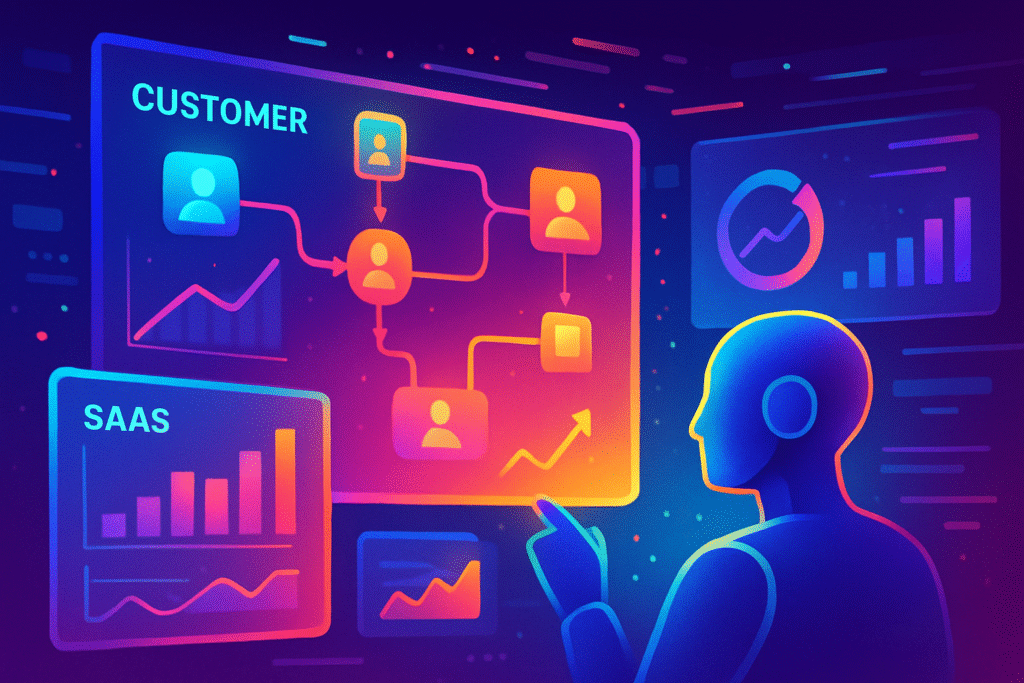 AI chatbots and intelligent automation enhancing SaaS customer success with improved user engagement and efficient support.