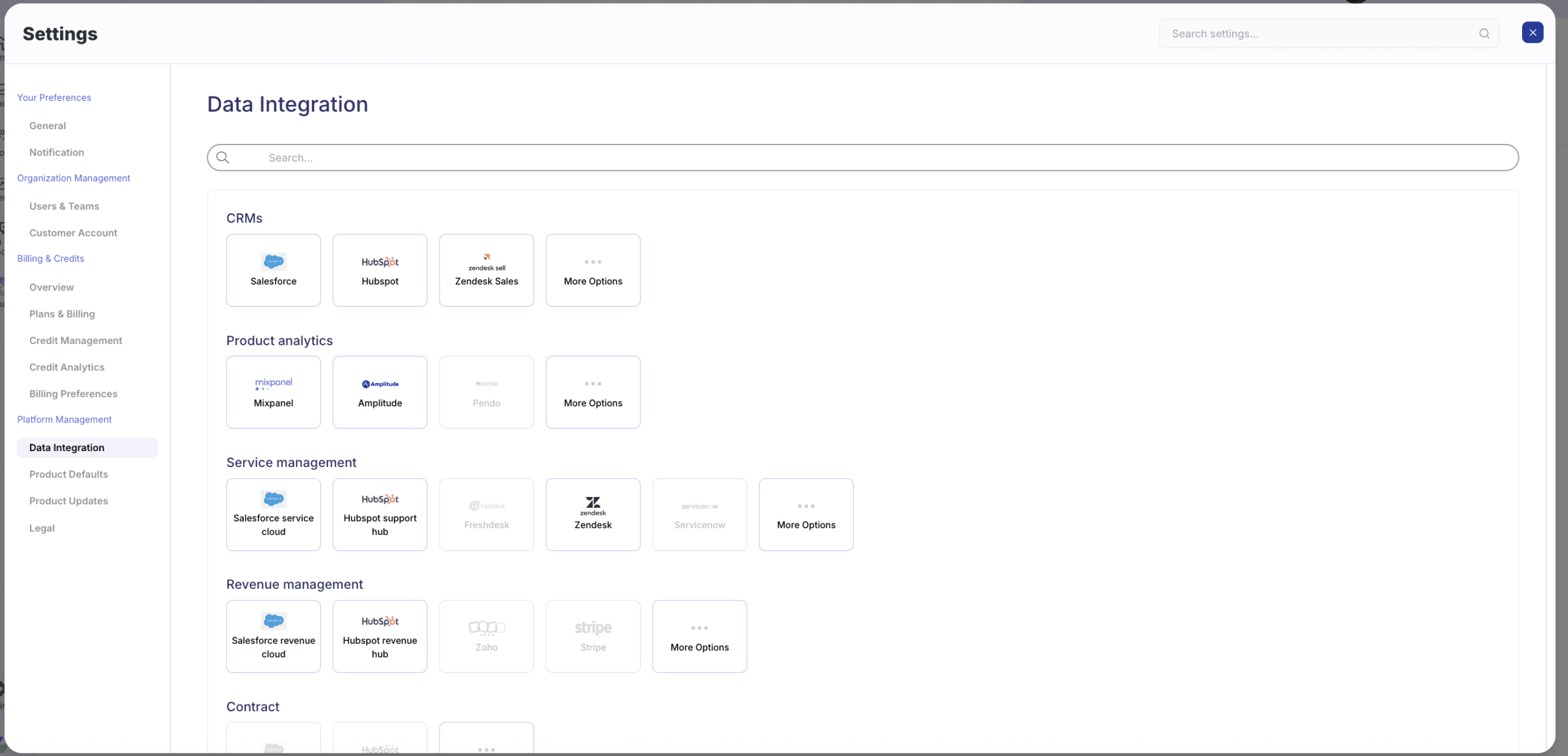 Settings Step 1: Navigate to integrations