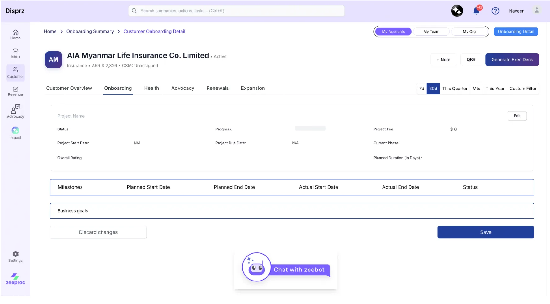 zeeproc Onboarding Dashboard